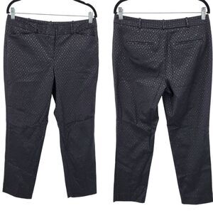 Vtg 90s Womens Black Cigarette Pants 8 Geometric Textured Ankle Stretch Formal